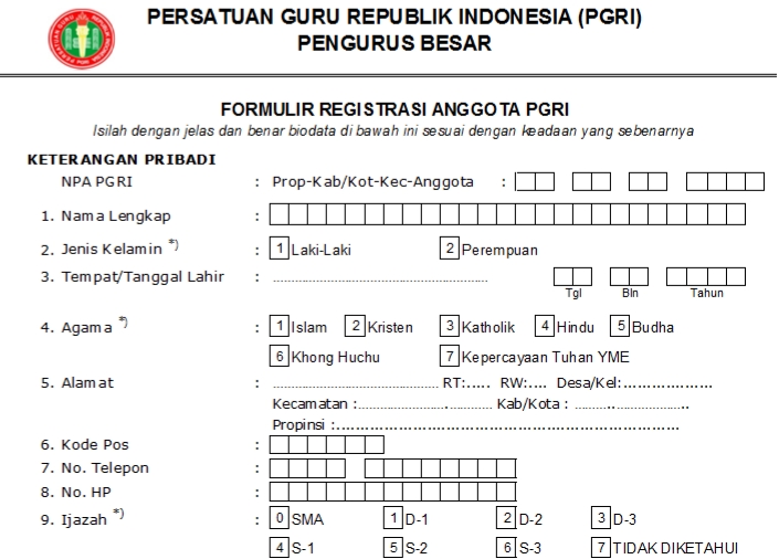 Pendaftaran PGRI Wonosobo - Persatuan Guru Republik Indonesia Cabang Wonosobo